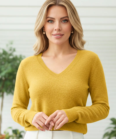Women's Long Sleeve V-Neck Knit Top | Loures