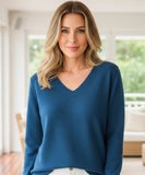 Comprar blusa feminina manga longa de tricot verde com decote V elegante para inverno casual com estilo sofisticado cashemere ZARA
