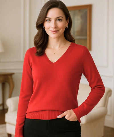 Women's Long Sleeve V-Neck Knit Top | Loures