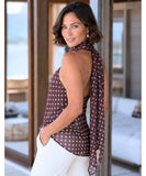 Women's Brown Polka Dot Halter Top | Vicki