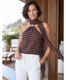 Women's Brown Polka Dot Halter Top | Vicki