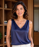 Women's Satin V-Neck Dressy Top | Liam