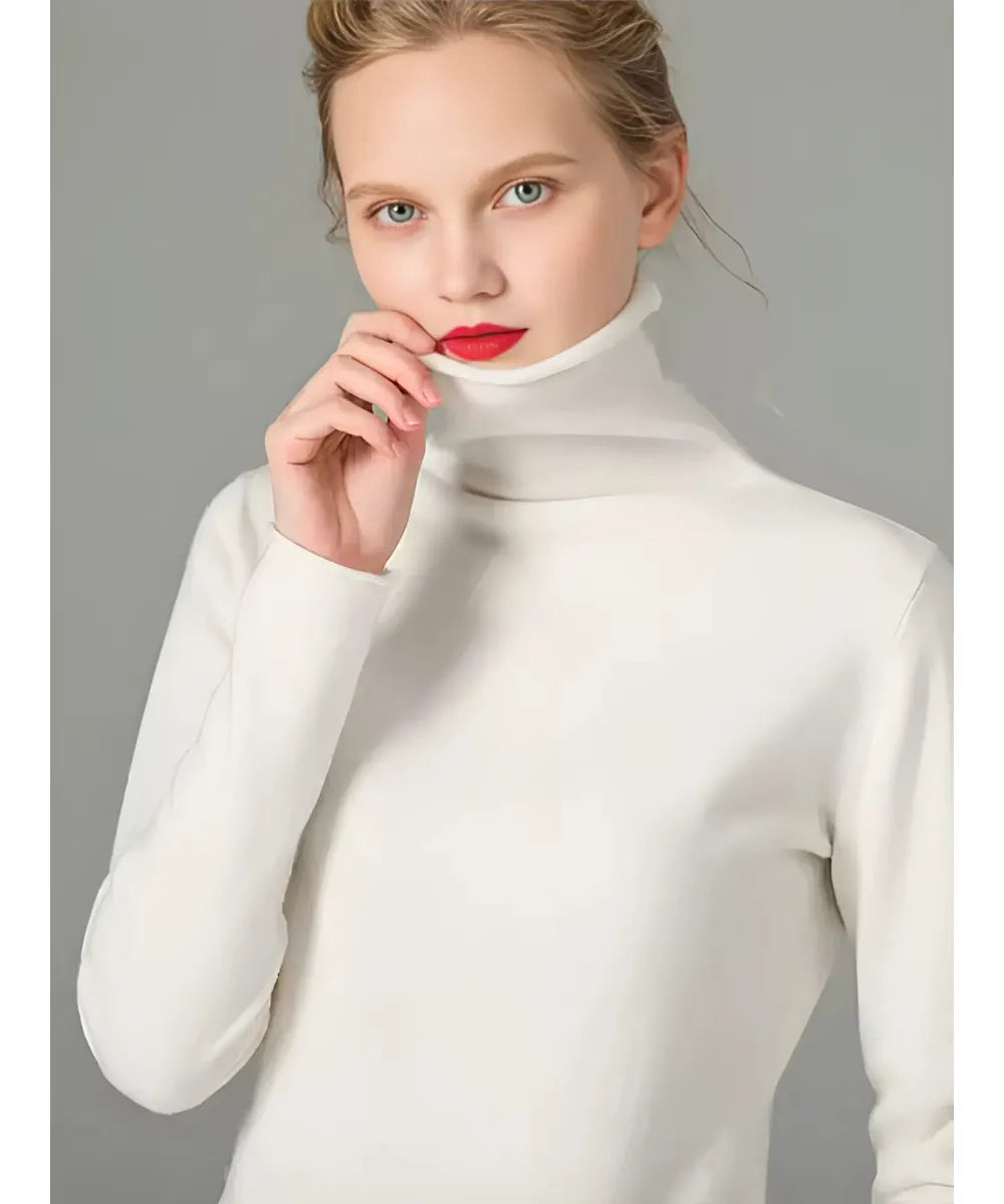 Comprar blusa de malha feminina branco gola alta em tricot macio com fio cashmere para looks elegantes no outono e inverno em promoção ZARA
