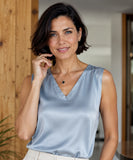 Women’s Satin V-Neck Tank Top Elegant & Dressy | Calise