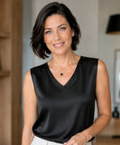 Women’s Satin V-Neck Tank Top Elegant & Dressy | Calise