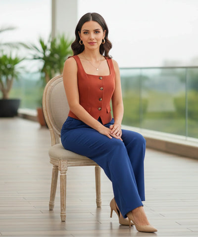 Comprar blusa regata feminina colete social alfaiataria botões elegante executiva trabalho decote quadrado barato ZARA