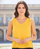Women’s Sleeveless Chiffon Dressy Top with V-Neck | Chloe