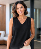 Women’s Sleeveless Chiffon Dressy Top with V-Neck | Chloe