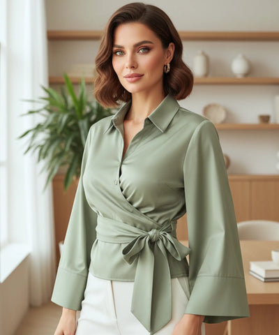 Women’s Dressy Wrap Top with Adjustable Tie | Lizie