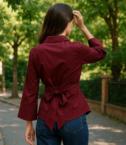 Comprar blusa social feminina vinho em algodão com manga longa para trabalho e ocasiões especiais em promoção ZARA
