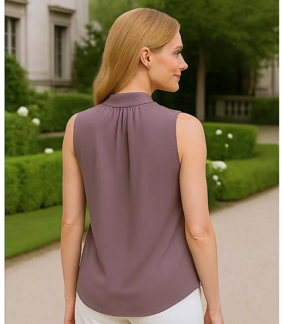 Comprar blusa social feminina em cetim seda lilás com laço gola gravata elegante para trabalho e dia a dia em promoção ZARA

