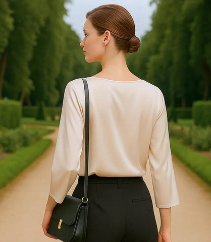 Women’s Satin Dressy Top with Elegant Wide Sleeves | Evely