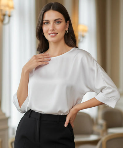 Women’s Satin Dressy Top with 3/4 Sleeves | Sisi