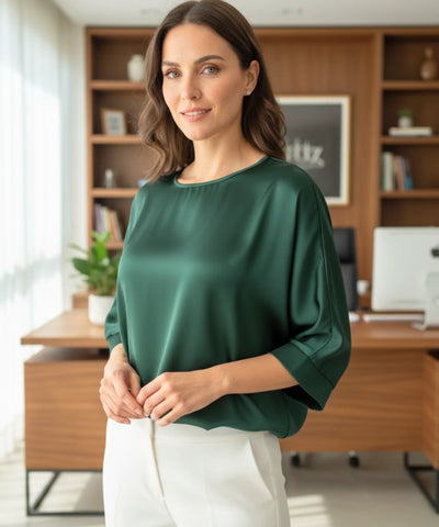 Women’s Satin Dressy Top with 3/4 Sleeves | Sisi
