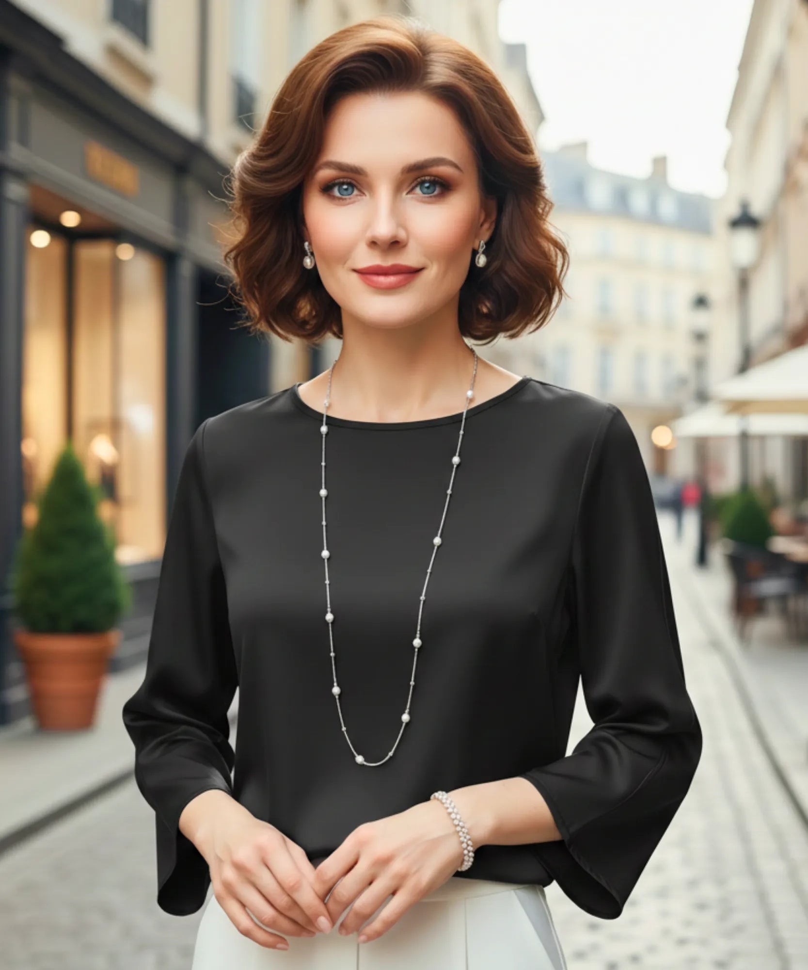 Comprar blusa social feminina em cetim preto com manga ampla elegante para trabalho ou eventos em promoção ZARA