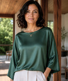 Women’s Satin Dressy Top with Elegant Wide Sleeves | Evely