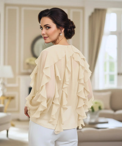 Women's Long Sleeve Ruffle Chiffon Blouse | Fer