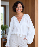 Women's Long Sleeve Ruffle Chiffon Blouse | Fer