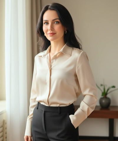 Women's Long Sleeve Silky Satin Blouse Classic Fit | Tilly