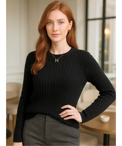 Comprar blusa tricot feminina canelada preto manga longa com gola redonda para dias frios com estilo casual e sofisticado em promoção ZARA

