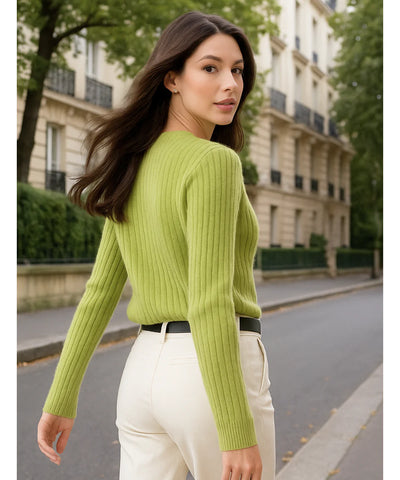 Women's Ribbed Knit Top Long Sleeve Elegant | Hadiya