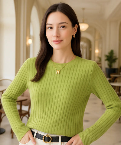 Women's Ribbed Knit Top Long Sleeve Elegant | Hadiya