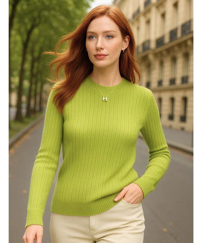 Comprar blusa tricot feminina canelada verde manga longa com gola redonda para dias frios com estilo casual e sofisticado em promoção ZARA

