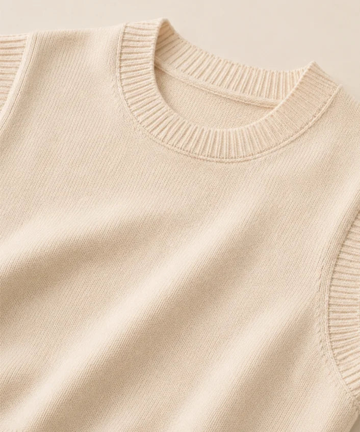 Women's oversized ribbed sweater vest in Beige