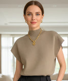 Women’s High Neck Knit Top Sleeveless Elegant | Morganita
