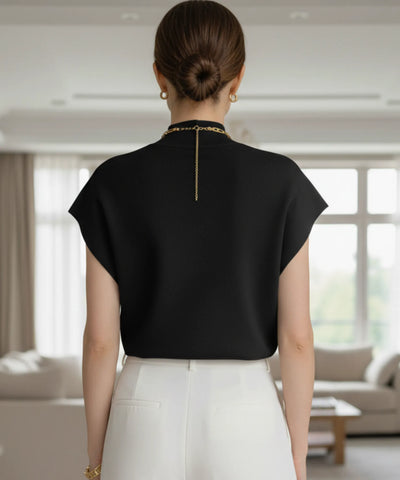 Comprar Blusa tricot feminina gola alta sem manga  elegante  para looks casuais e urbanos barato ZARA
