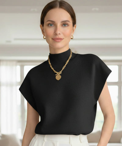 Comprar Blusa tricot feminina gola alta sem manga  elegante  para looks casuais e urbanos barato ZARA
