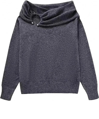 Women’s Cashmere Feel Knit Top with Drape Neck | Amora