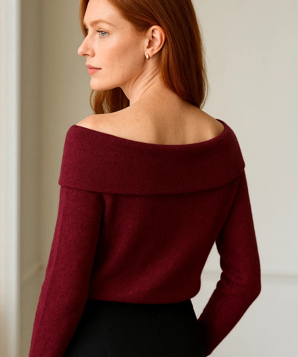 Comprar blusa tricot feminina vinho gola drapeada estilo cashmere com detalhe de argola para looks sofisticados e confortáveis barato ZARA