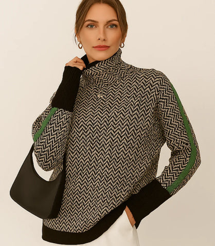 Comprar Blusa Tricot Feminina Manga Longa Gola Alta Preto ZARA
