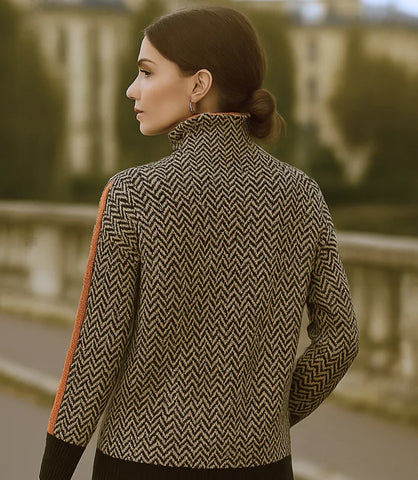 Women's High Neck Long Sleeve Knit Top | Cathie