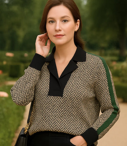 Women's High Neck Long Sleeve Knit Top | Cathie