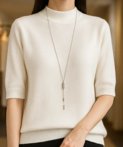 Comprar blusa tricot feminina branco meia manga felpuda cashemere elegante para looks confortáveis na meia-estação e inverno em promoção ZARA
