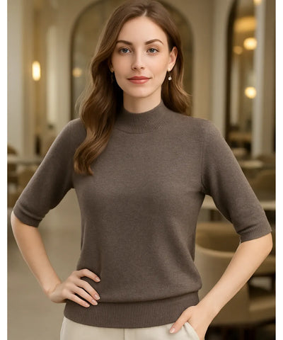 Women’s Cashmere Feel Knit Half Sleeve Top Elegant | Yare