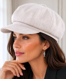 Women's Cream Cotton Newsboy Cap