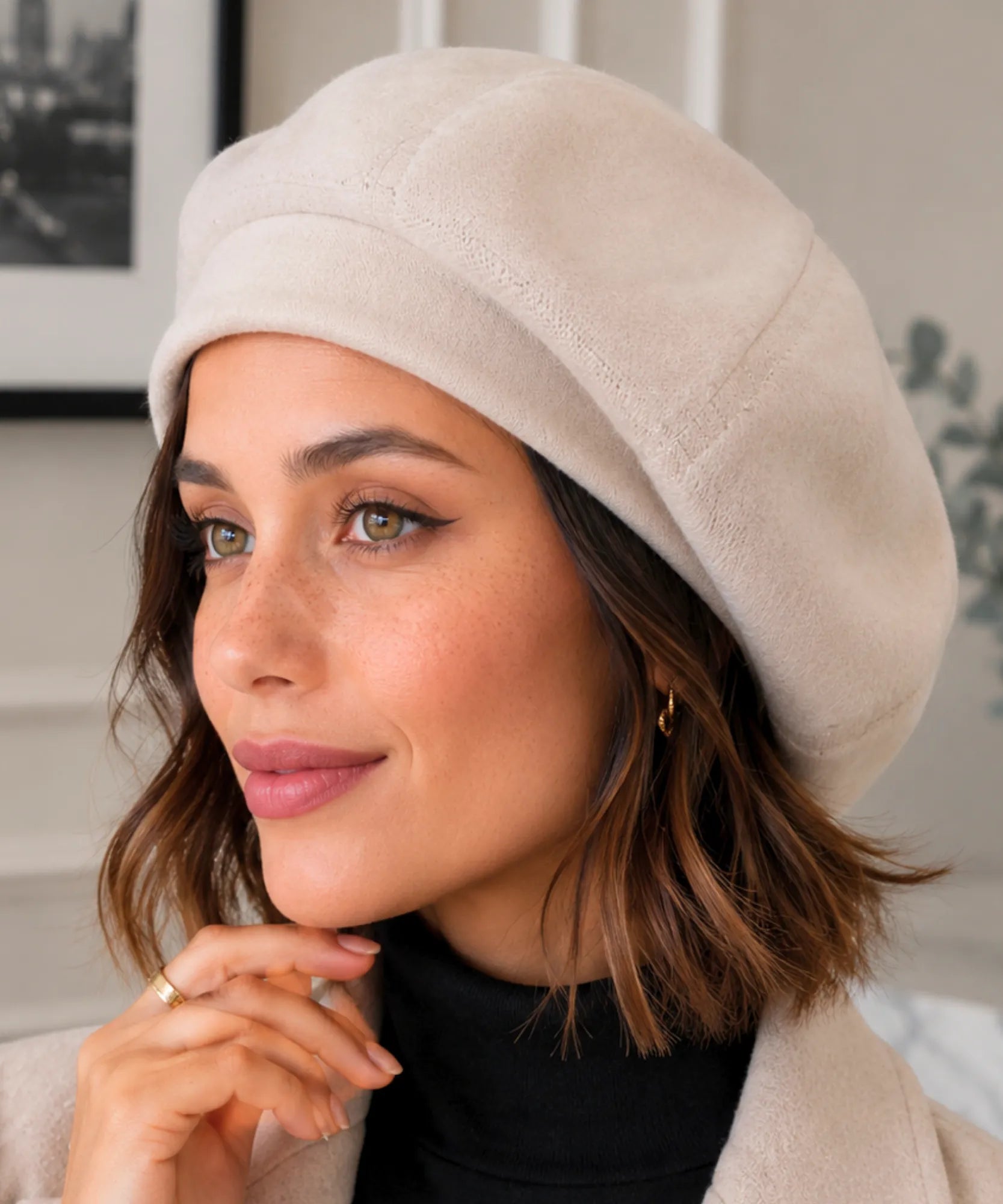 Women's Beige Wool-Blend French Beret