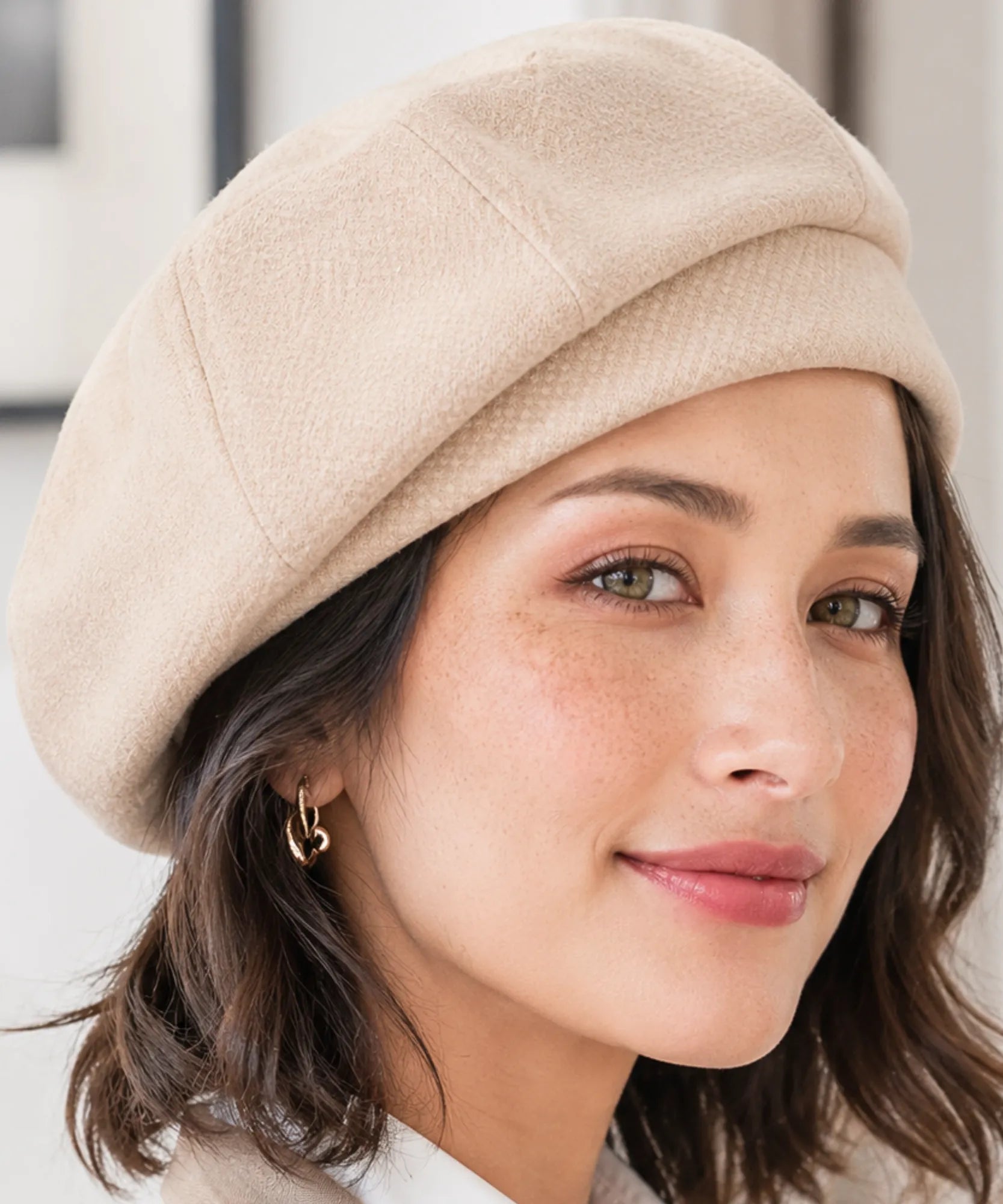 Women's Beige Wool-Blend French Beret