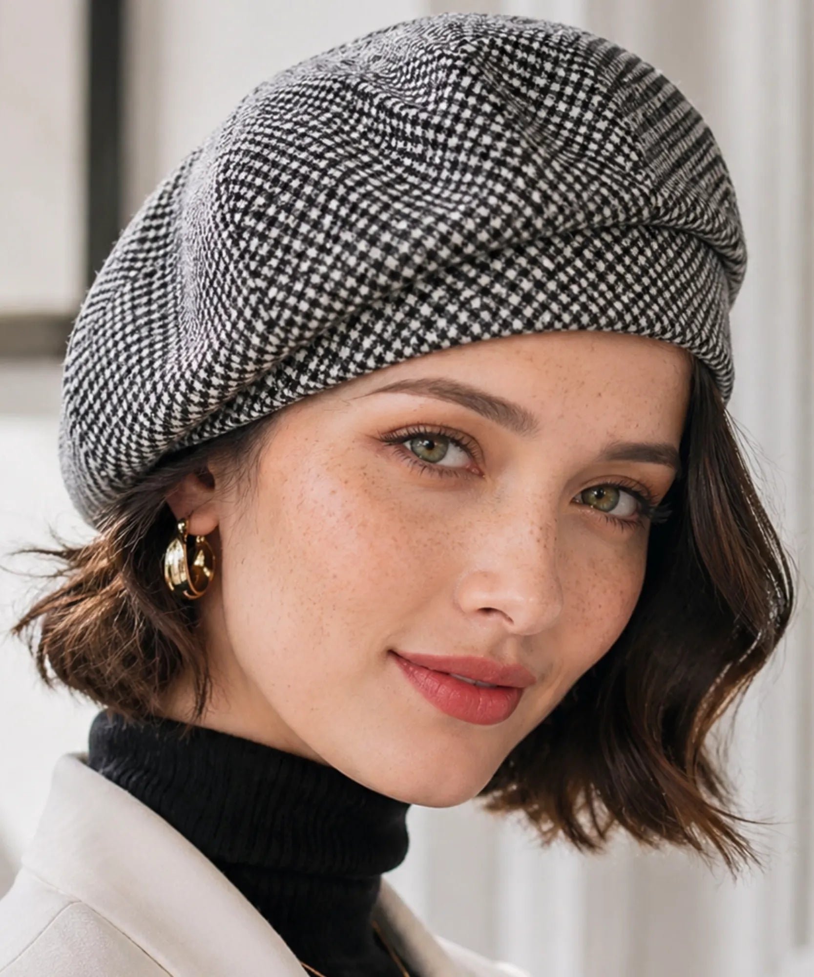 Women's Charcoal Wool-Blend French Beret