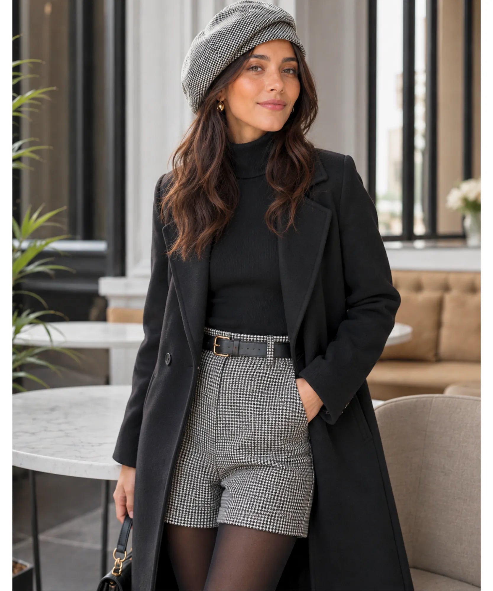 Women's Charcoal Wool-Blend French Beret