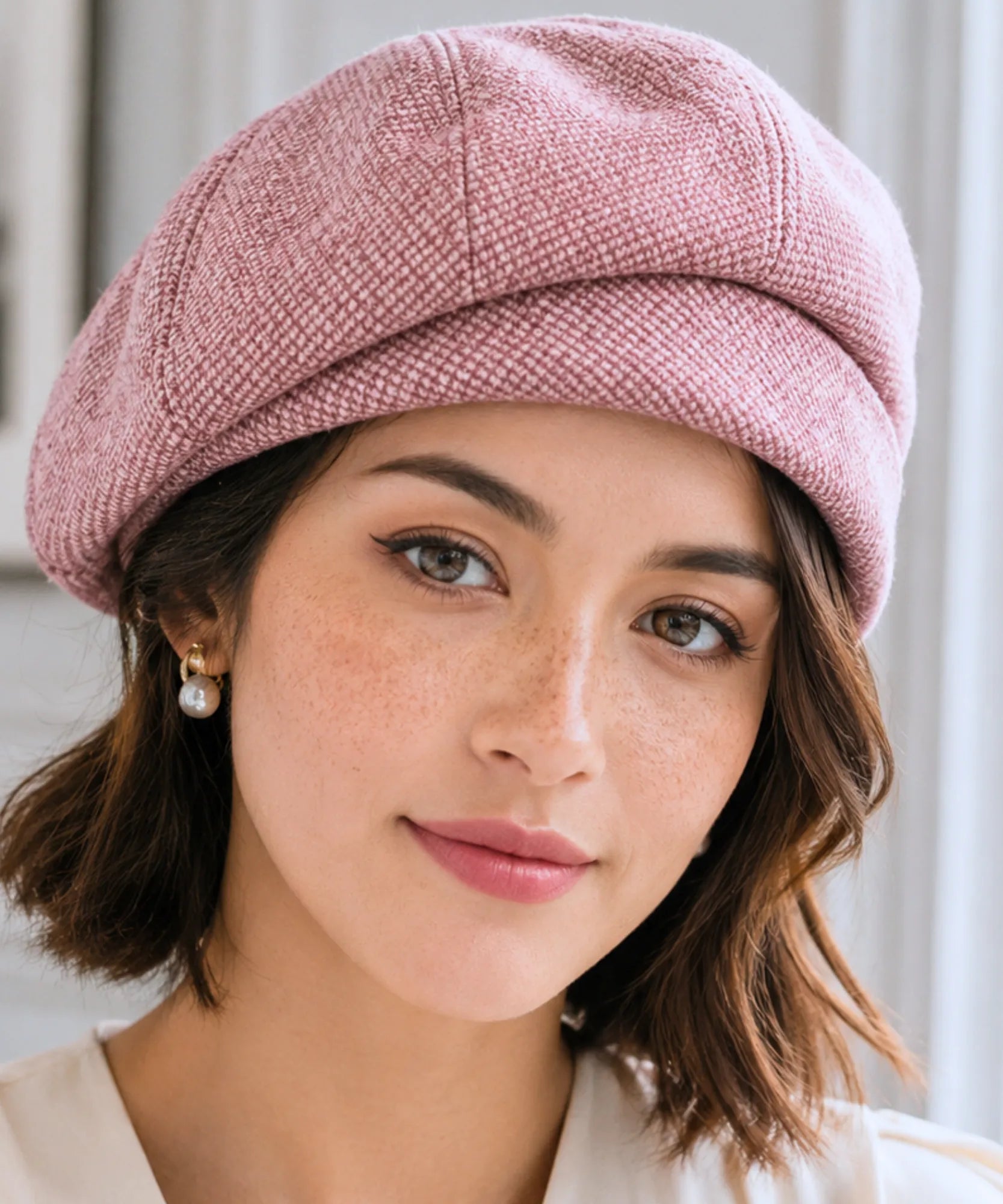 Women's Pink Wool-Blend French Beret