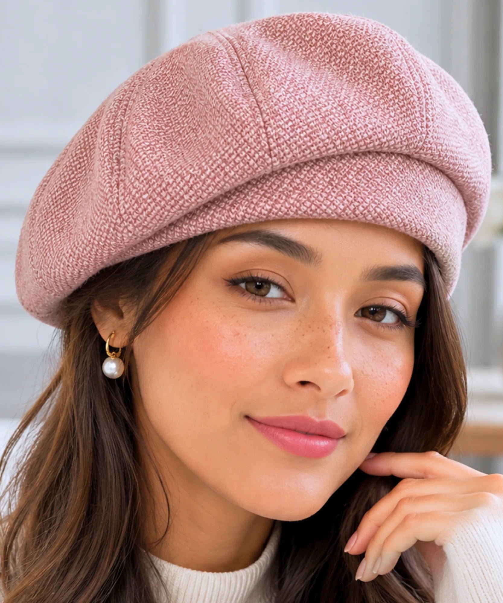 Women's Pink Wool-Blend French Beret