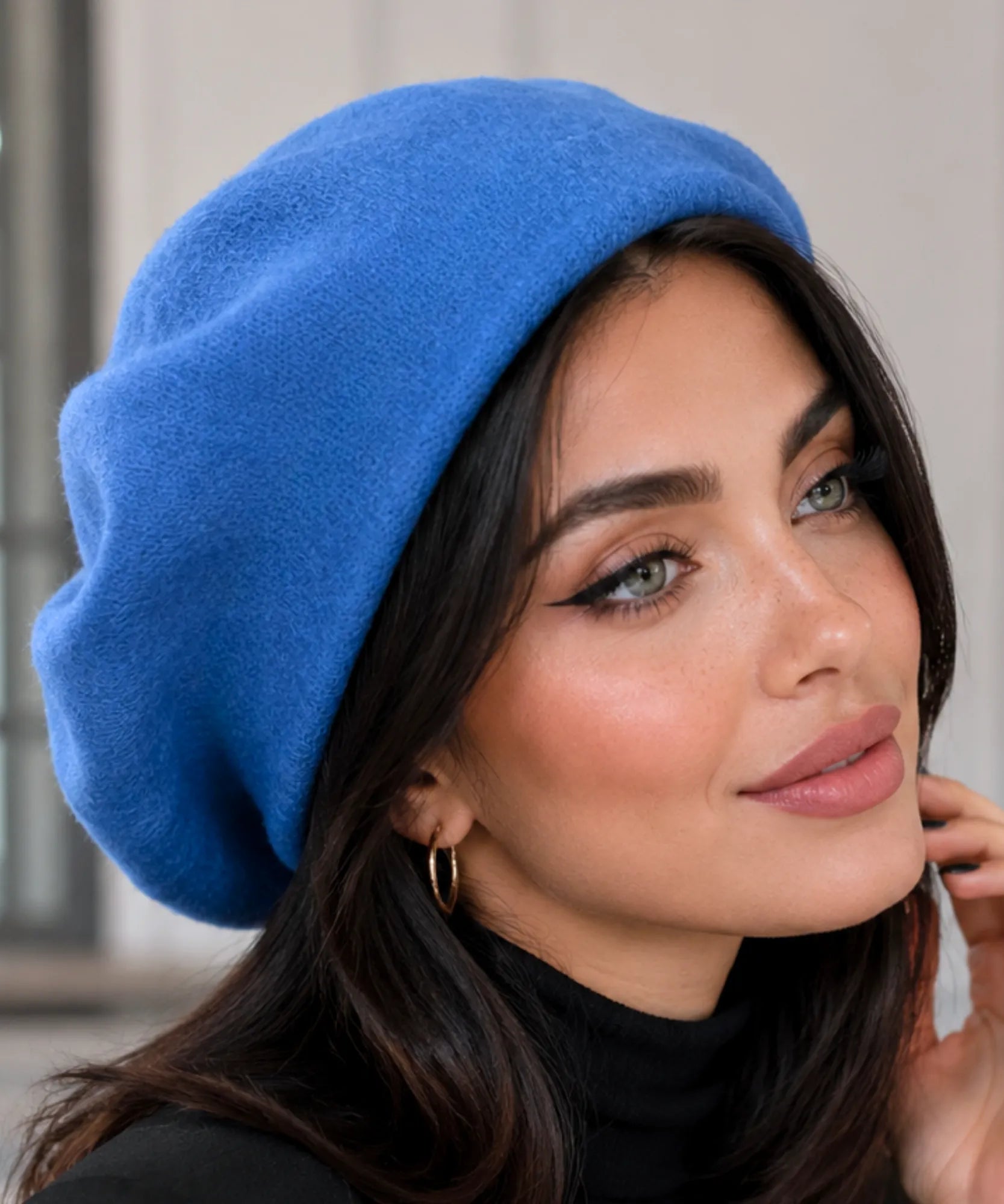 Women's Cobalt Blue Cashmere-Blend Wool Beret