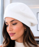 Women's Ivory Cashmere-Blend Wool Beret
