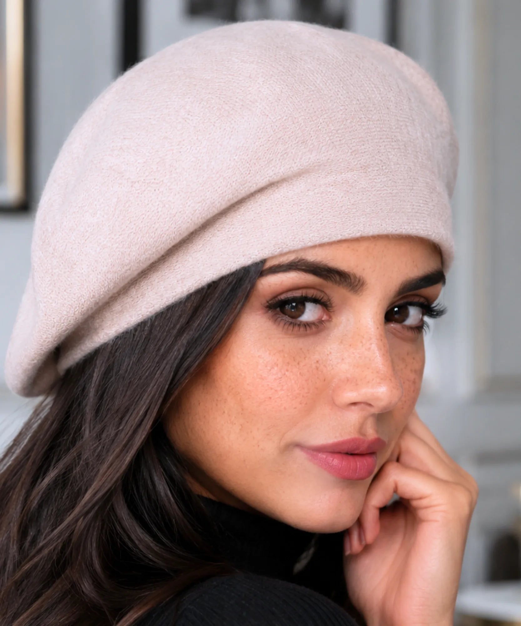 Women's Blush Cashmere-Blend Wool Beret