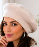 Women's Ivory Cashmere-Blend Wool Beret