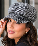 Women's Grey Glen Plaid Wool Newsboy Cap